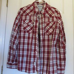 Levi's Men's Red Plaid Long-sleeve Shirt - Medium